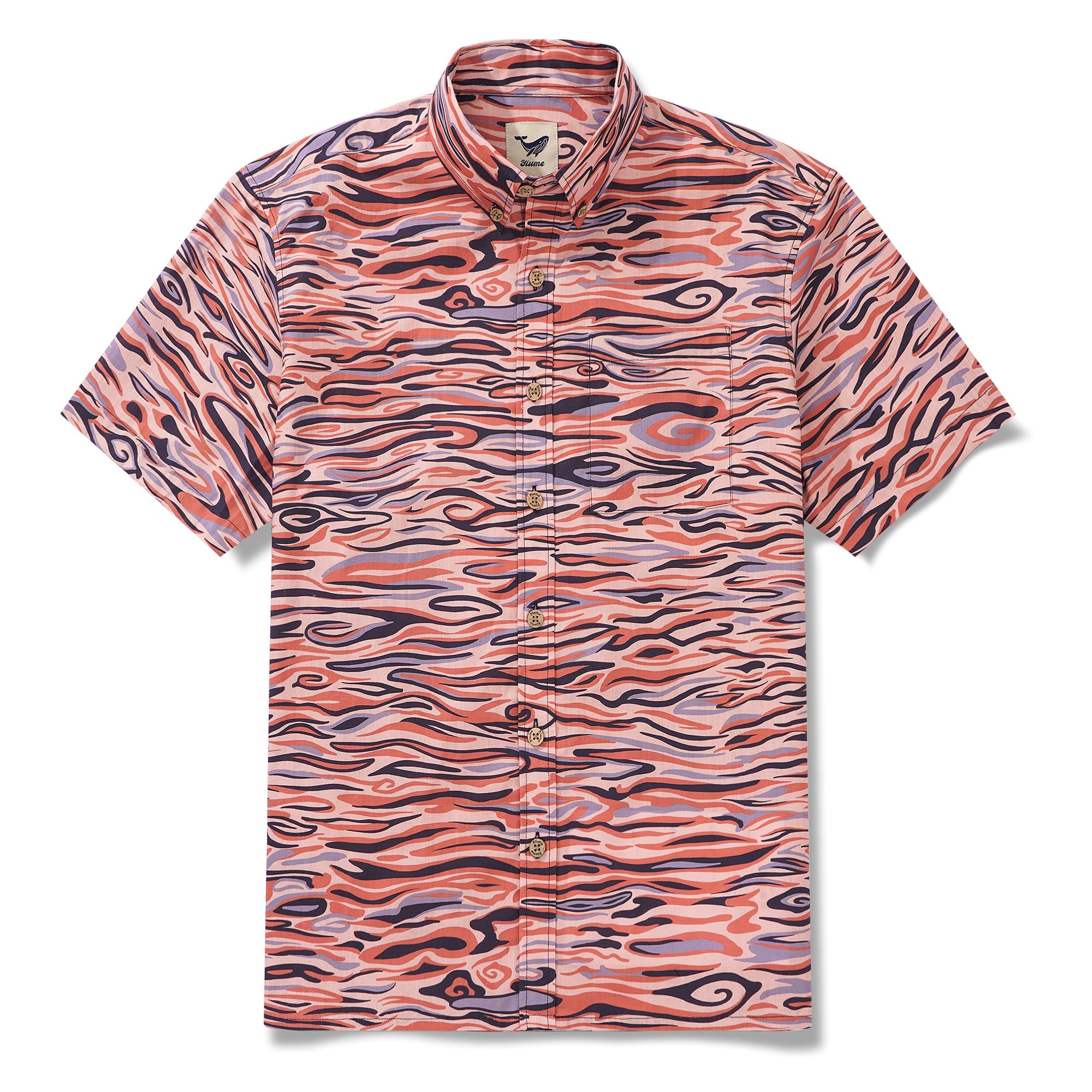 Men's Pink Hawaiian Shirt Short Sleeve Button-down 100% Cotton Aloha Celestial Harmony By Yakima