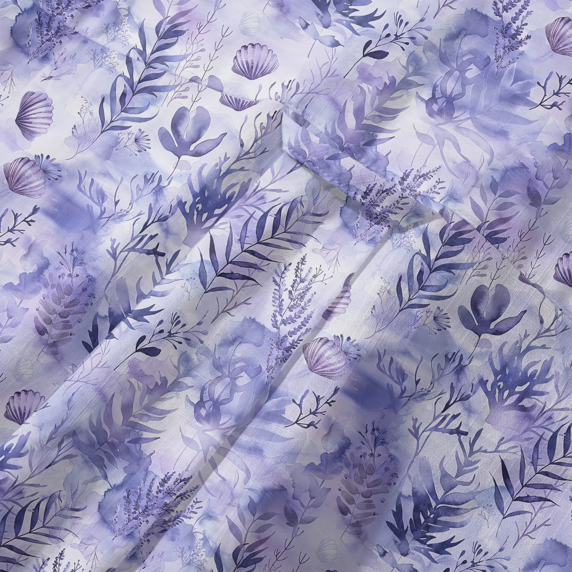 LeosWare® Men's Hawaiian Shirt Short Sleeve Button-up 100% Cotton Purple Aloha Purple Mist Seaweed By Ann