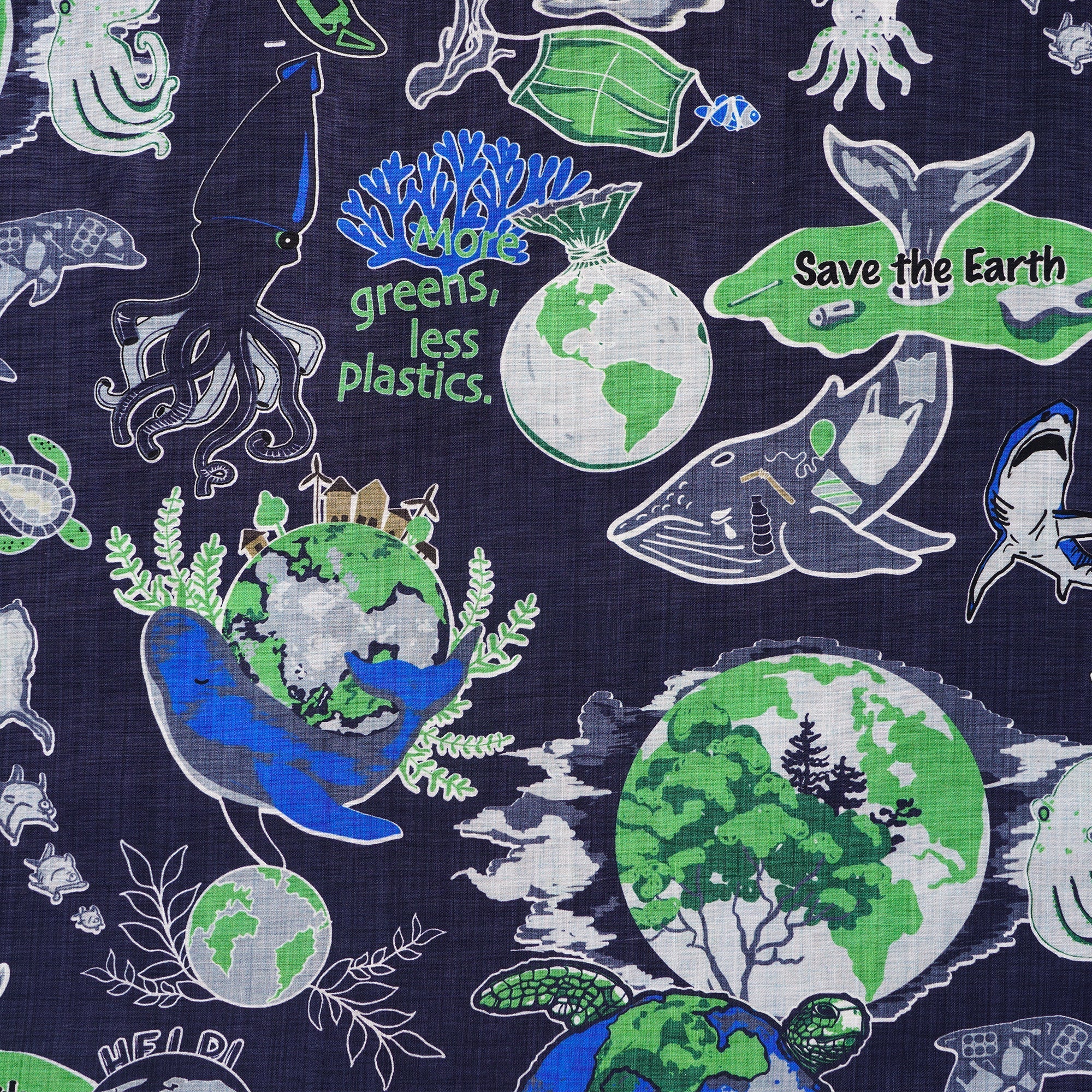 Men's Hawaiian Shirt Short Sleeve Button-down 100% Cotton Aloha Save Earth By Yana