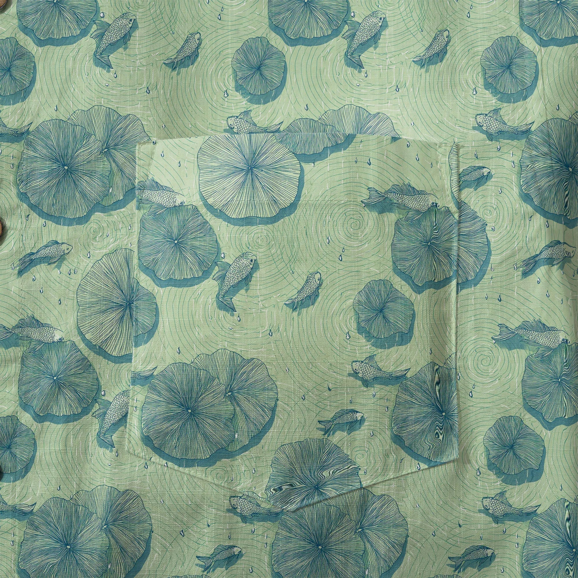LeosWare® Chemise Hawaïenne pour Homme à Manches Courtes Boutonnée 100% Coton Vert Aloha Étang de Lotus en Début d'Été Par Ann