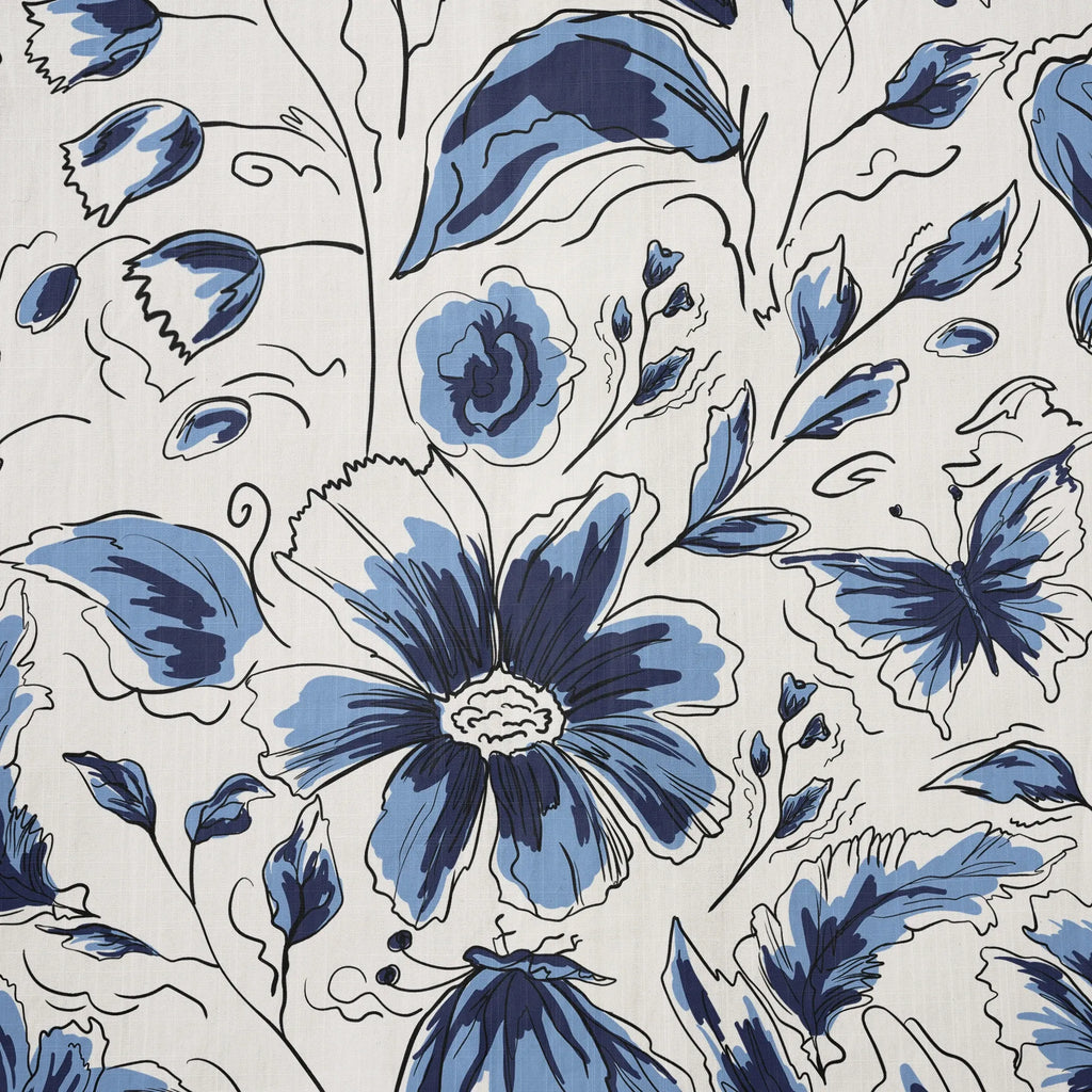 LeosWare® Men's Hawaiian Shirt Short Sleeve Button-up 100% Cotton Blue Aloha Indigo Blooms By Huan huan