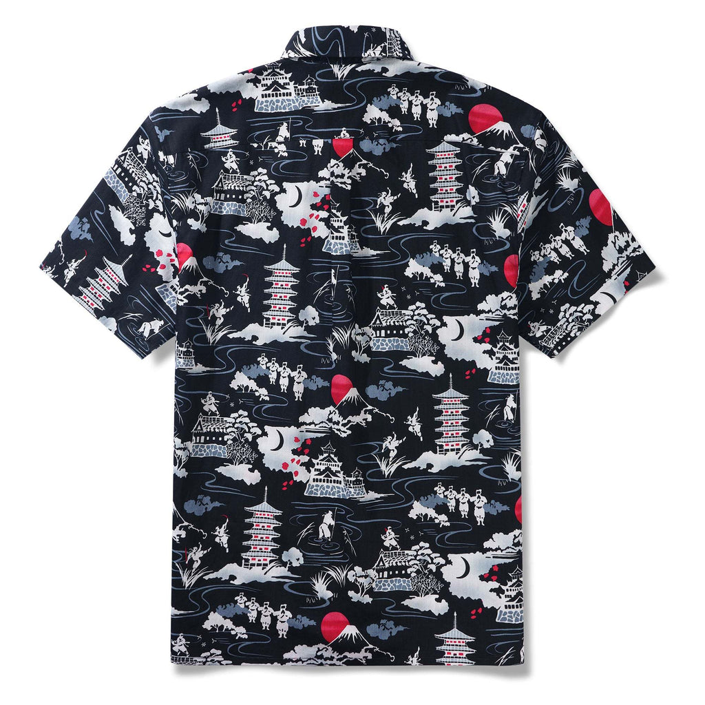 Ninja 100% Cotton Men's Short Sleeve Button-down Shirt White Aloha Hawaiian By Yakima