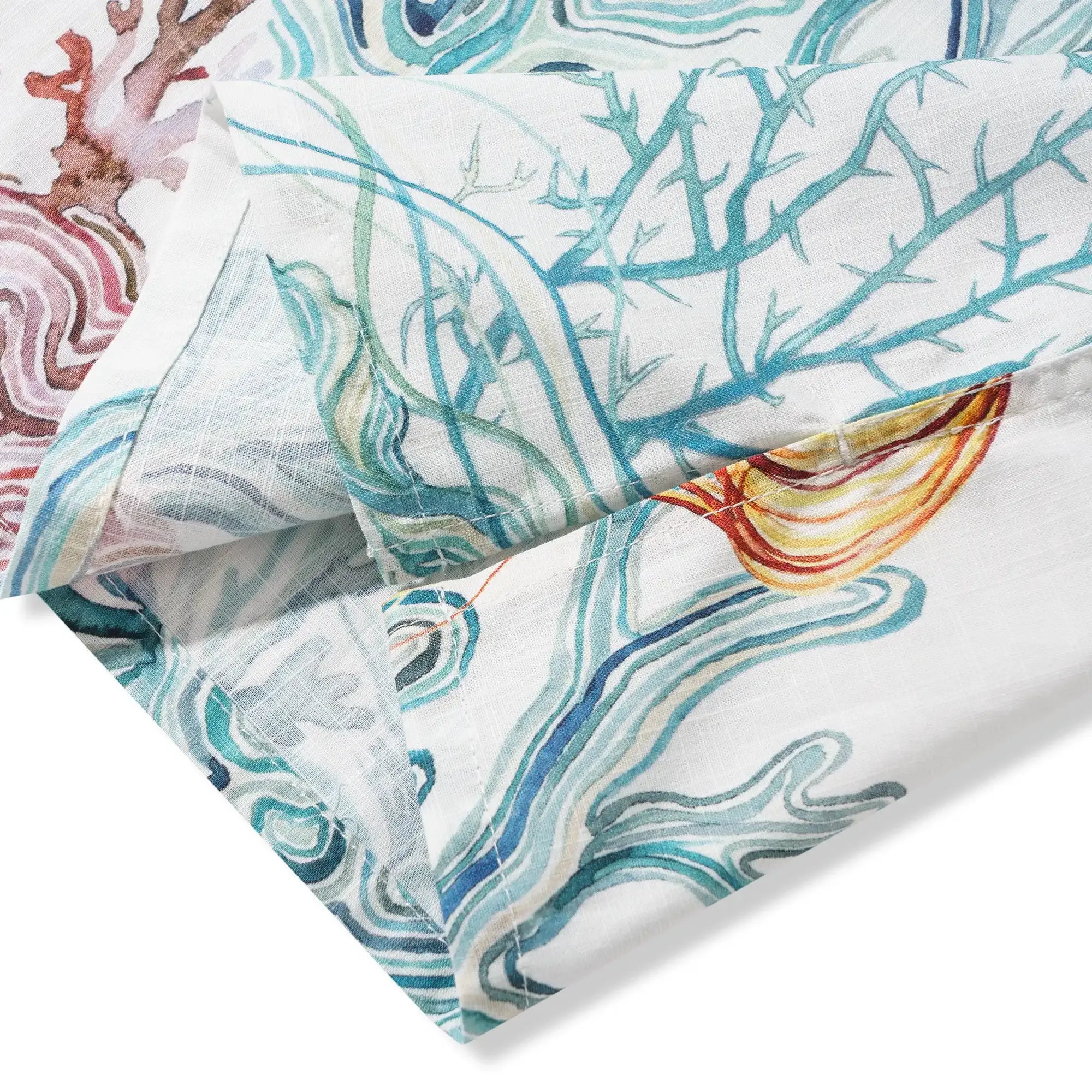 Men's Hawaiian Shirt Short Sleeve Camp Collar 100% Cotton Blue Aloha Life Underwater By Michela Maranzana