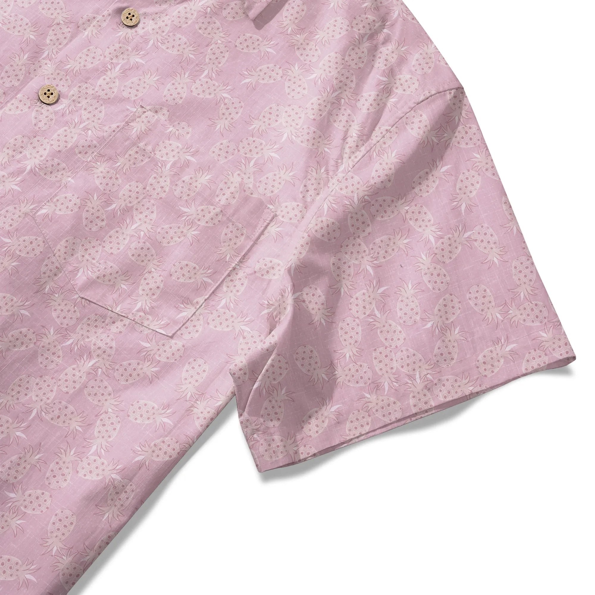 LeosWare® Men's Hawaiian Shirt Short Sleeve Button-up 100% Cotton Aloha Peach Pink Pineapple Breeze By Huan huan