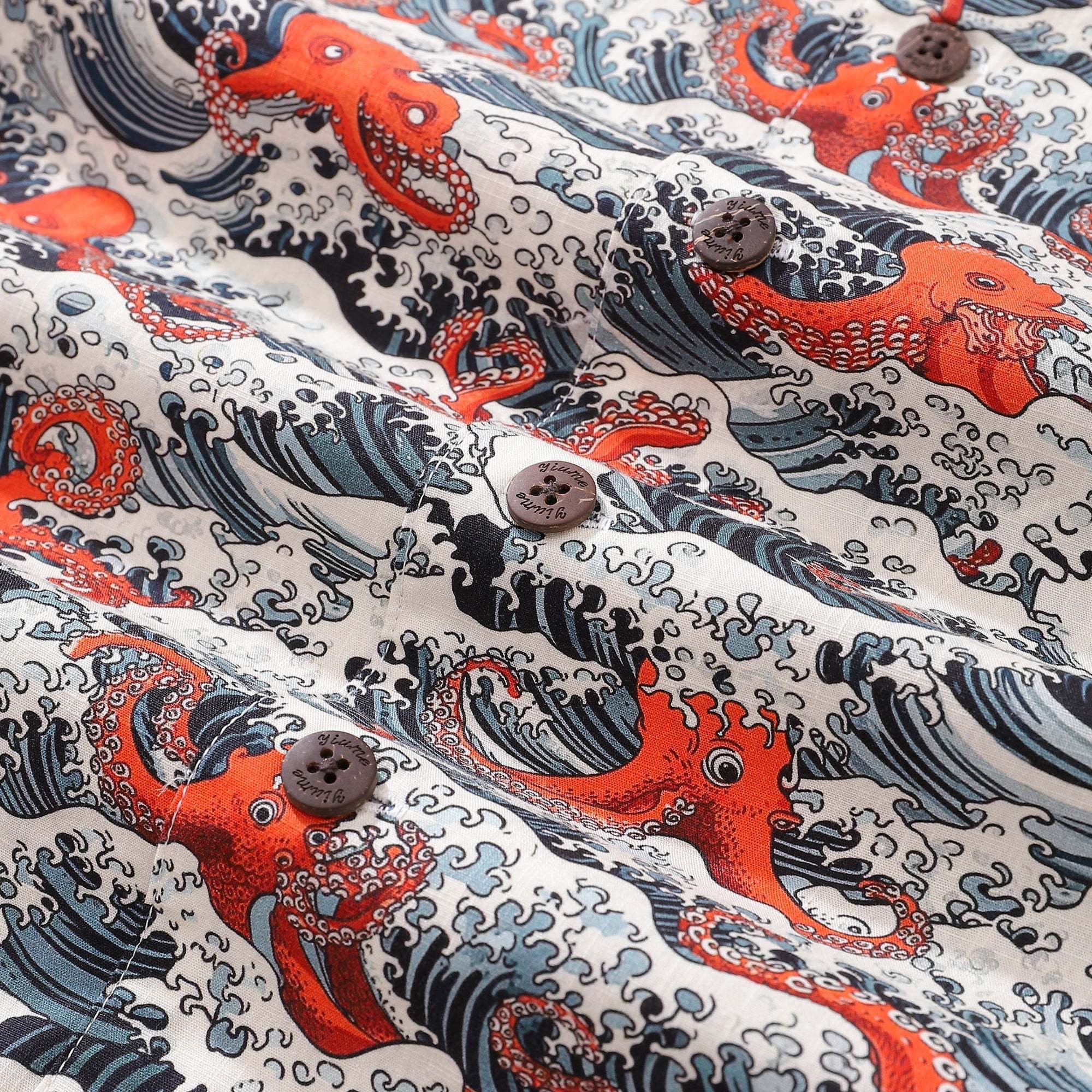 Hawaiian Shirt For Men Octopus Revelry Shirt Camp Collar 100% Cotton Shirt Aloha By Amy