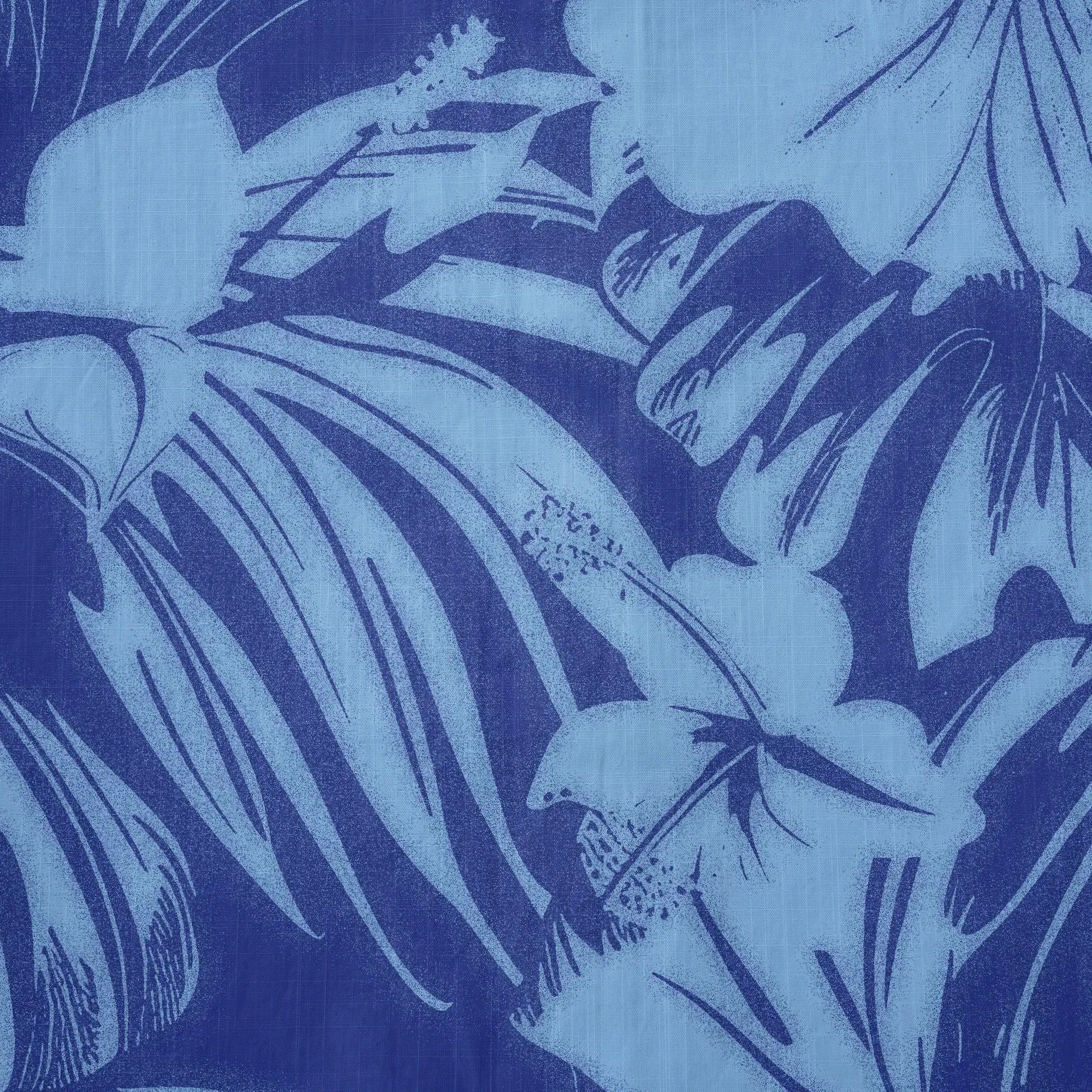 LeosWare® Hibiscus Flower Men's Hawaiian Shirt Short Sleeve Button-up 100% Cotton Blue Aloha Blue Serenity By Ann