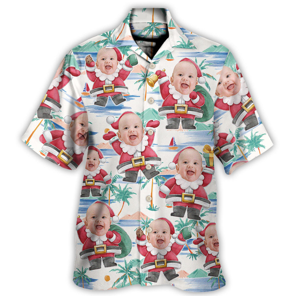 Christmas Santa Summer Beach Custom Photo - Hawaiian Shirt