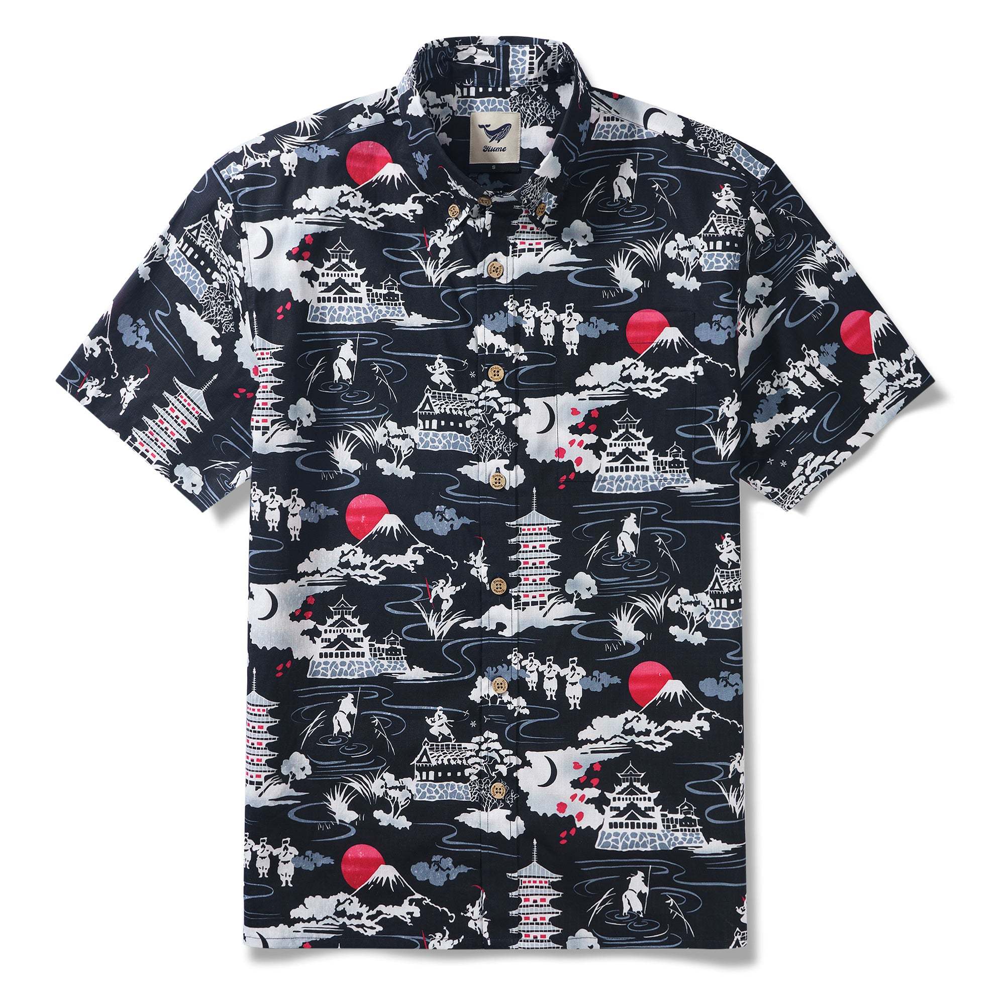 Ninja 100% Cotton Men's Short Sleeve Button-down Shirt White Aloha Hawaiian By Yakima