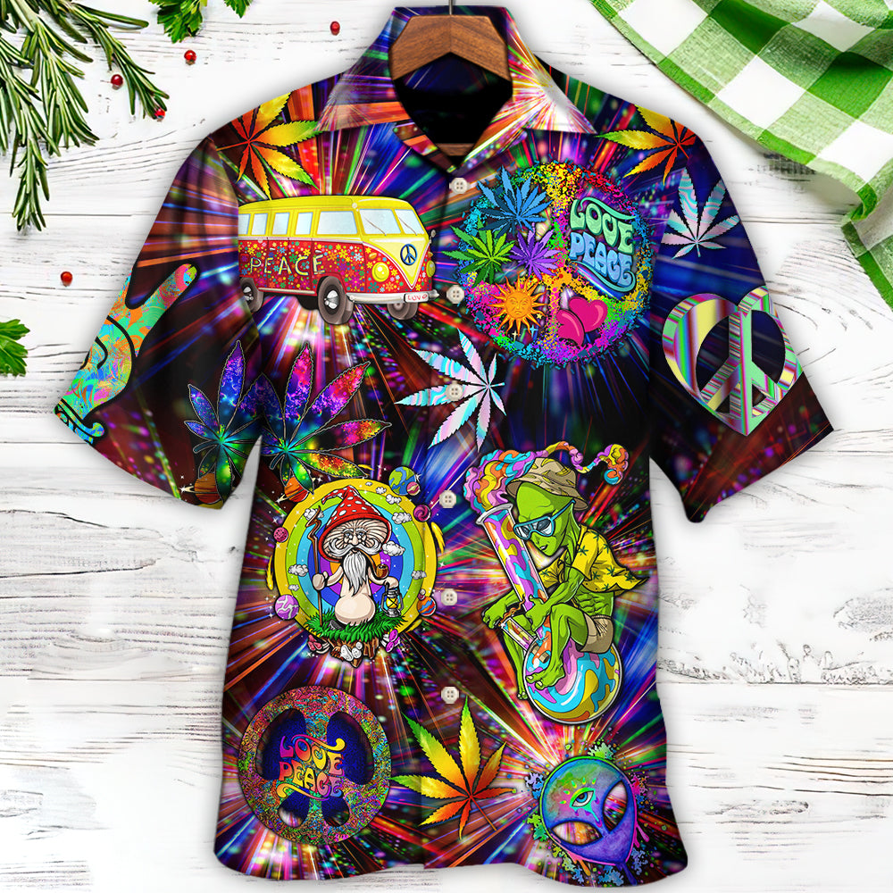 Hippie Alien Peace The Colorful Of Life Amazing Neon Style - Hawaiian Shirt