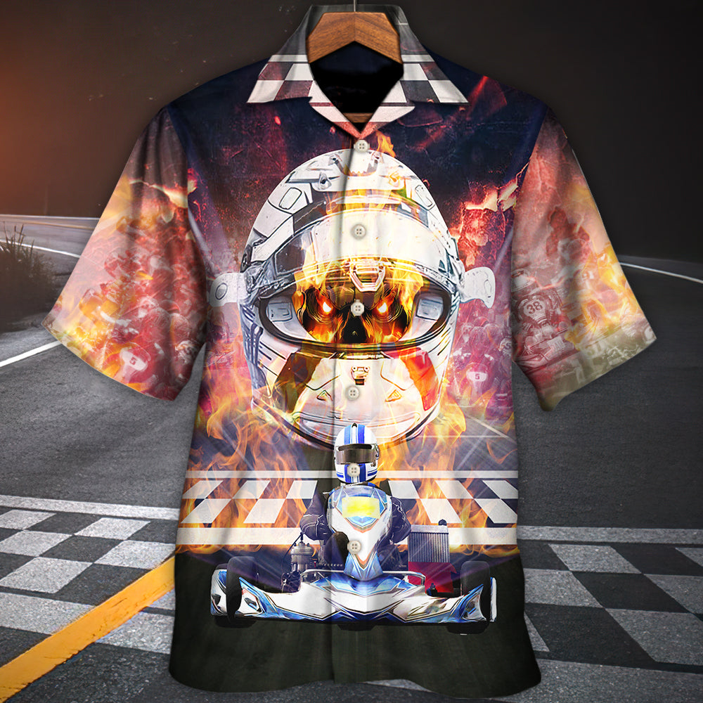 Kart Racing Skull  Fire Faster And Faster - Hawaiian Shirt