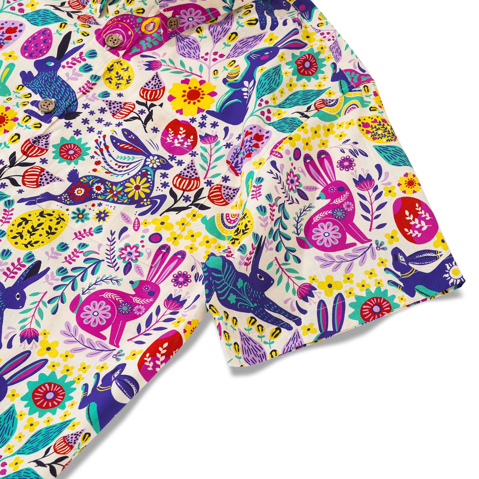 Easter Day Men's Hawaiian Shirt Short Sleeve Button-down 100% Cotton Aloha Easter Vibes By Yana