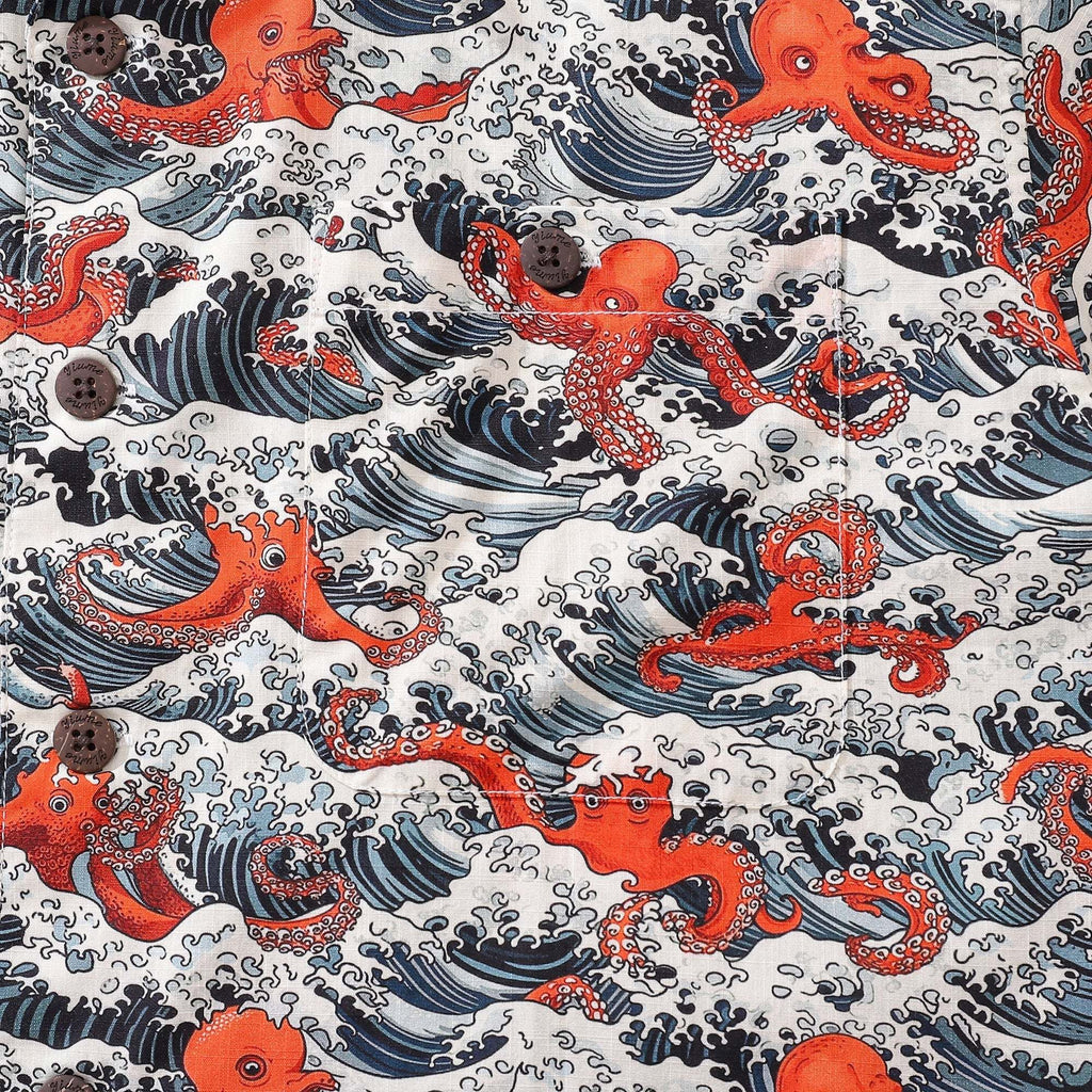 Hawaiian Shirt For Men Octopus Revelry Shirt Camp Collar 100% Cotton Shirt Aloha By Amy