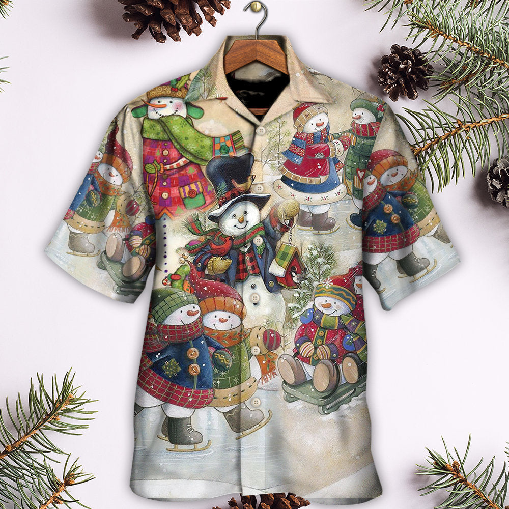 Christmas Couple Snowman Lover Winter Xmas - Hawaiian Shirt