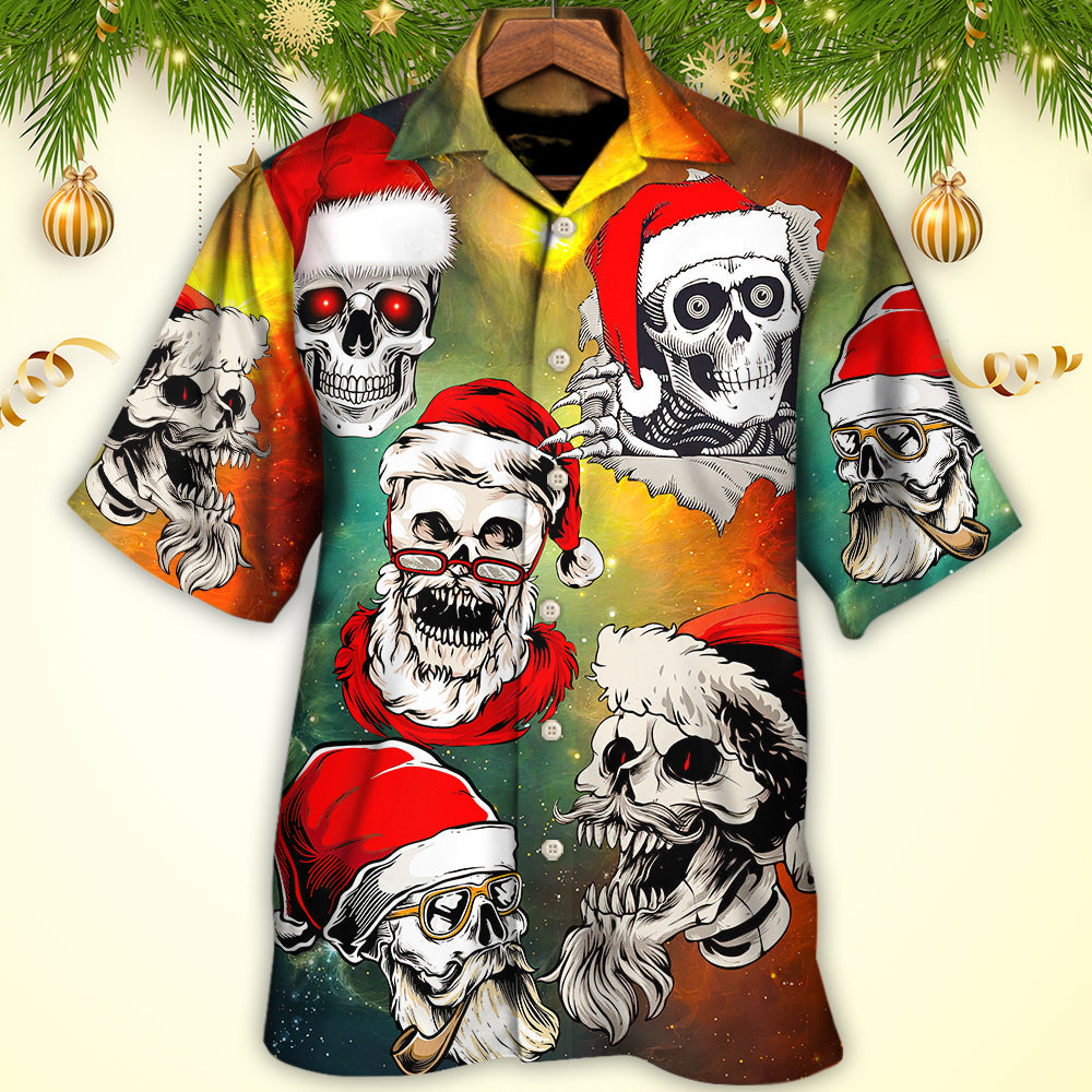 Christmas Bad Santa Skull Love Xmas Galaxy - Hawaiian Shirt
