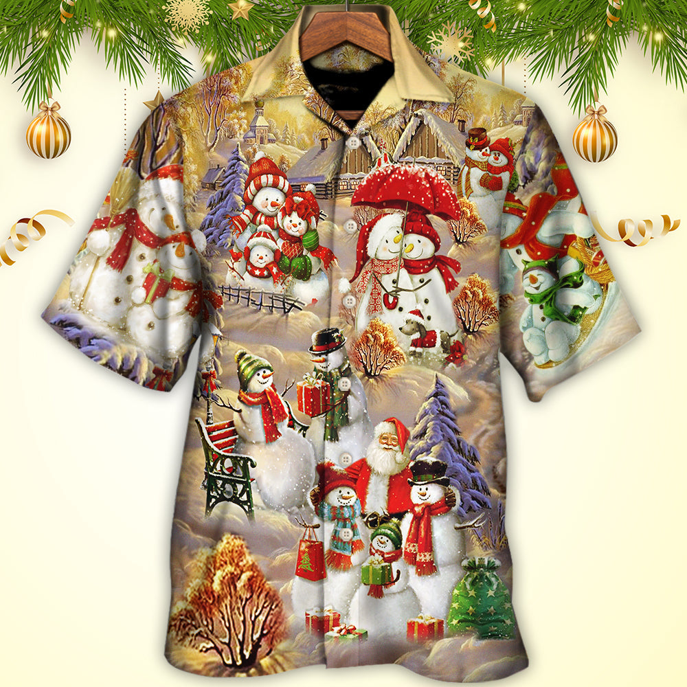 Christmas Snowman Couple Love Xmas Cool - Hawaiian Shirt