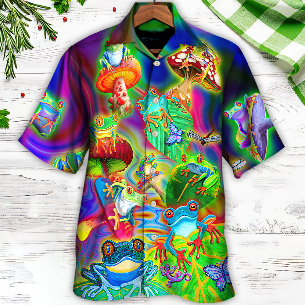 Frog Colorful Tropical Enjoying A Day Of Fun - Hawaiian Shirt