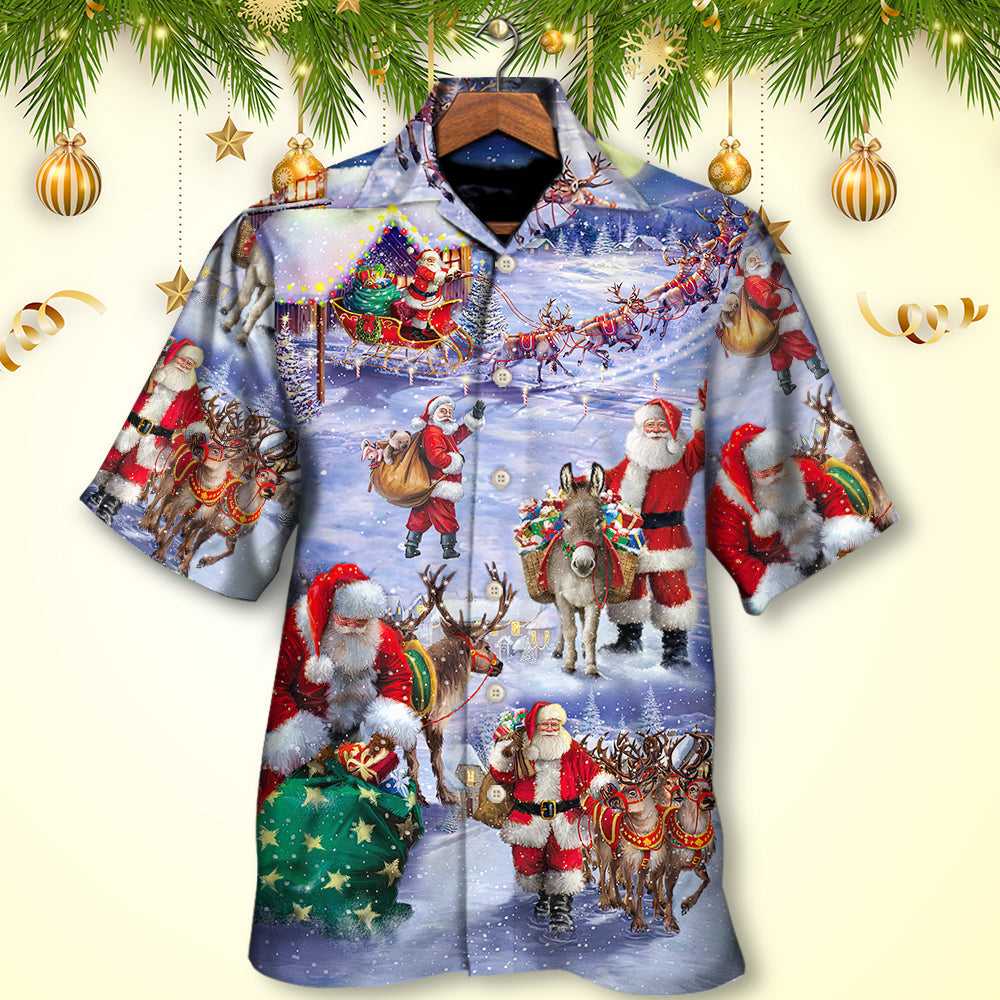 Christmas Santa Claus Story Night Gift For Xmas Painting Style - Hawaiian Shirt
