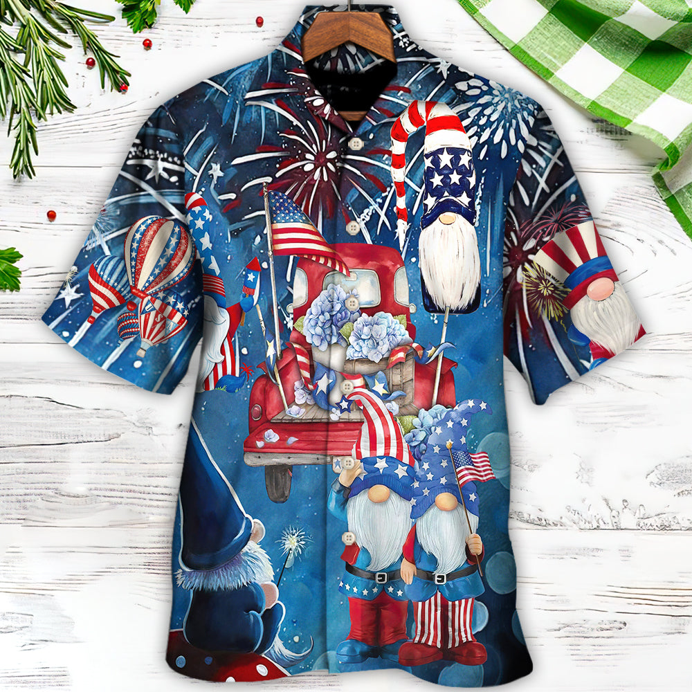 Independence Day Cute Three Trio Gnome 4th Of July - Hawaiian Shirt