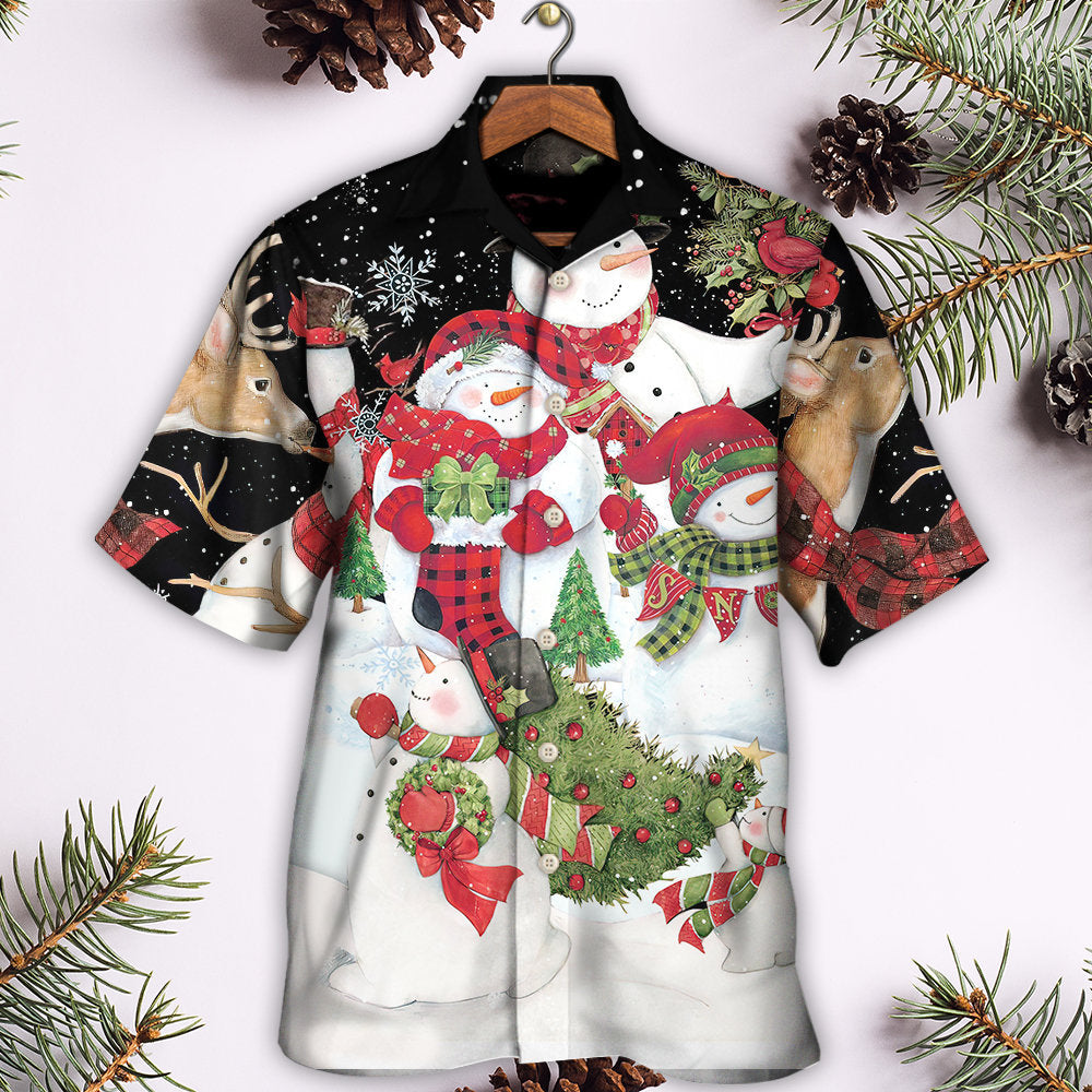 Christmas Cutie Snowman Happy Xmas Cardinal - Hawaiian Shirt