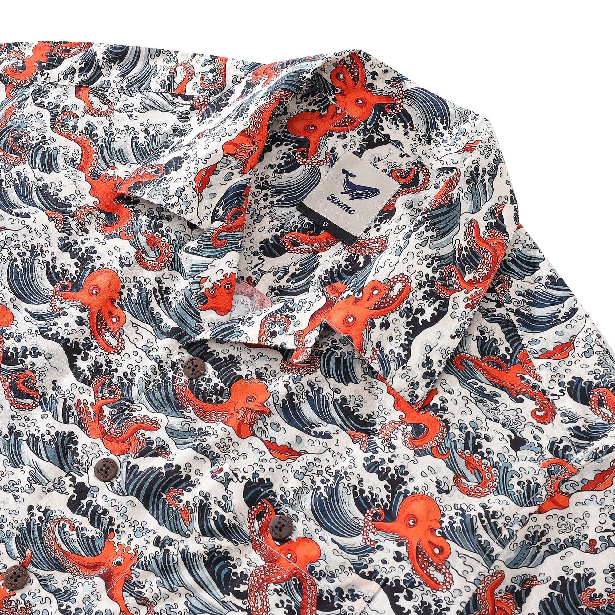 Hawaiian Shirt For Men Octopus Revelry Shirt Camp Collar 100% Cotton Shirt Aloha By Amy