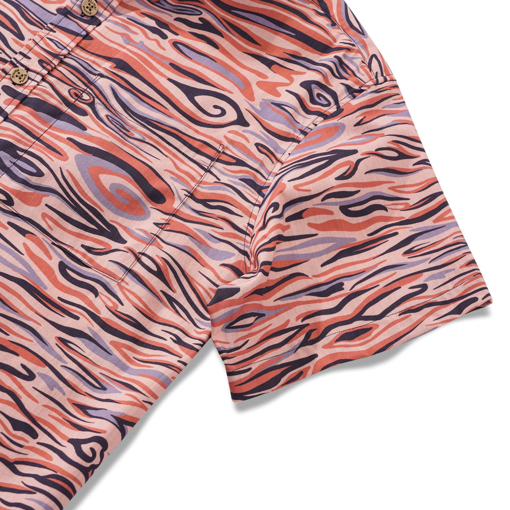 Men's Pink Hawaiian Shirt Short Sleeve Button-down 100% Cotton Aloha Celestial Harmony By Yakima