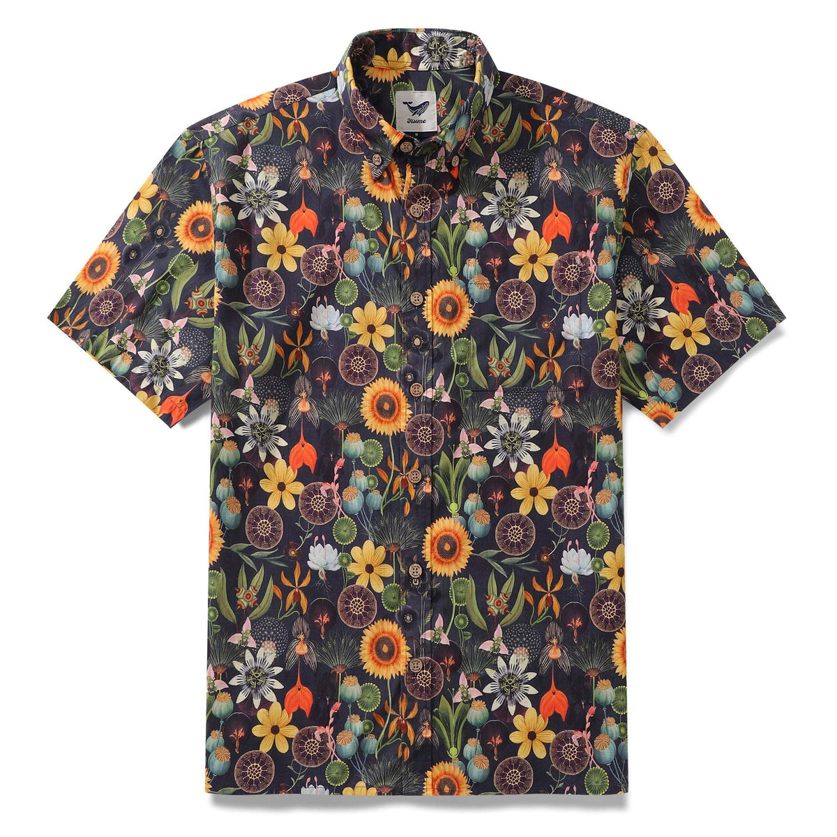 1930s Floral Hawaiian Shirt For Men Sunflower Shirt 100% Cotton Short Sleeve Button-down Dress Shirt By Mo