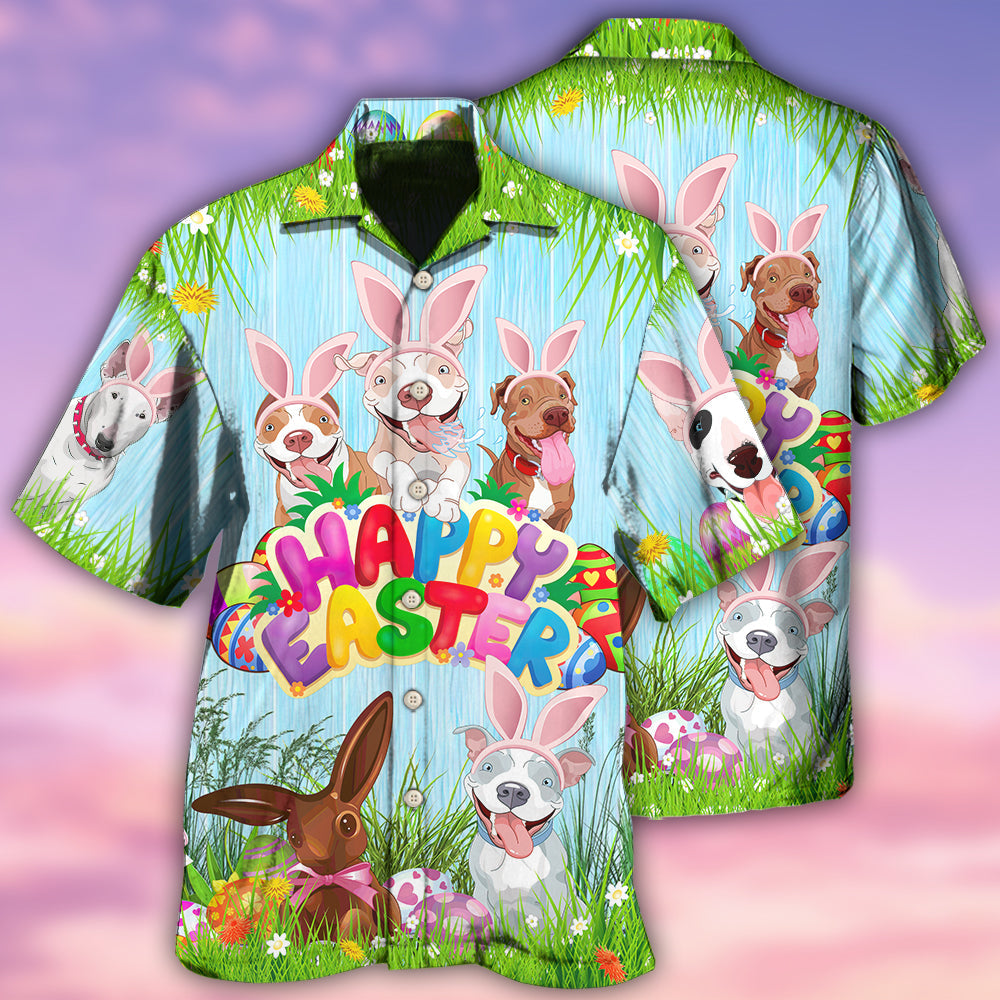 Eatser Happy PitBulls Funny - Hawaiian Shirt