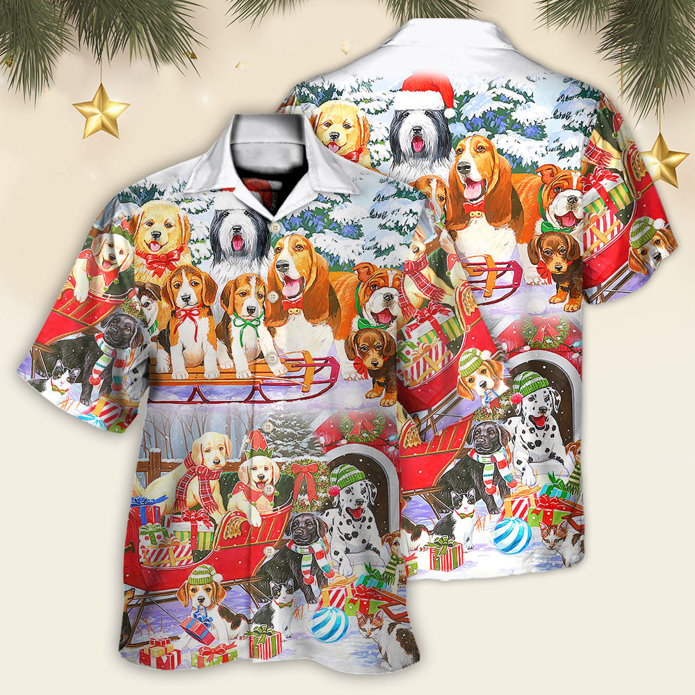 Dog Snowman Christmas Tree Merry Xmas - Hawaiian Shirt