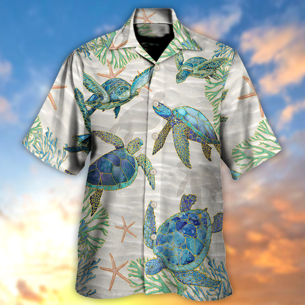 Turtle Peaceful Relaxing Calm Of The Beach And Ship With Sails - Hawaiian Shirt