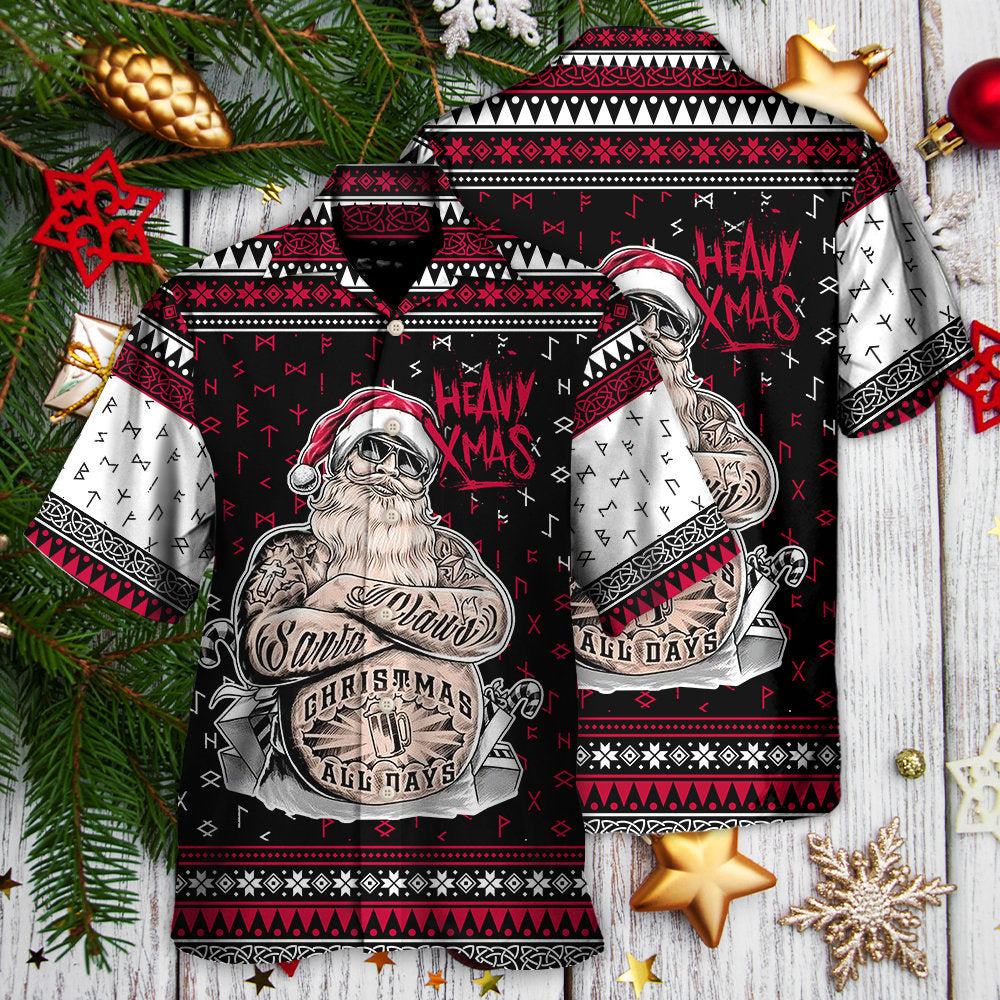 Christmas Tattoo Santa Funny Merry Xmas - Hawaiian Shirt