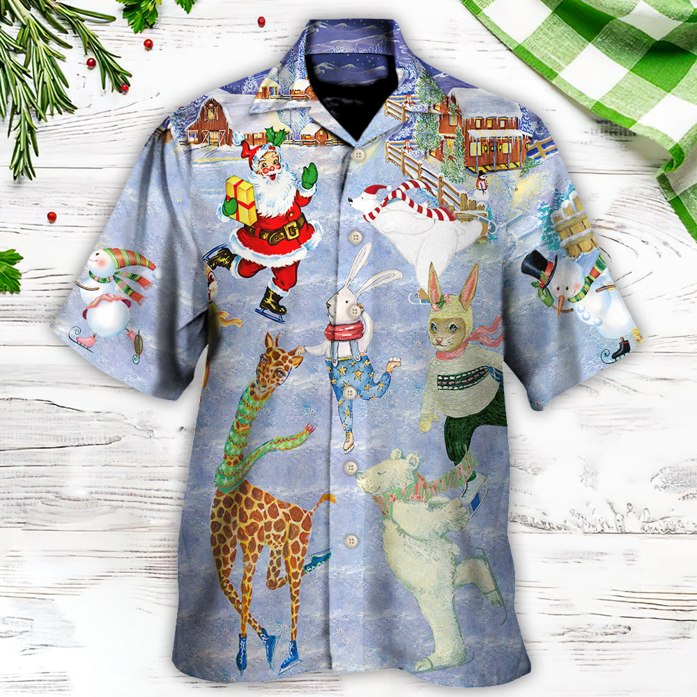 Christmas Holiday Ice Skating Party Animal - Hawaiian Shirt