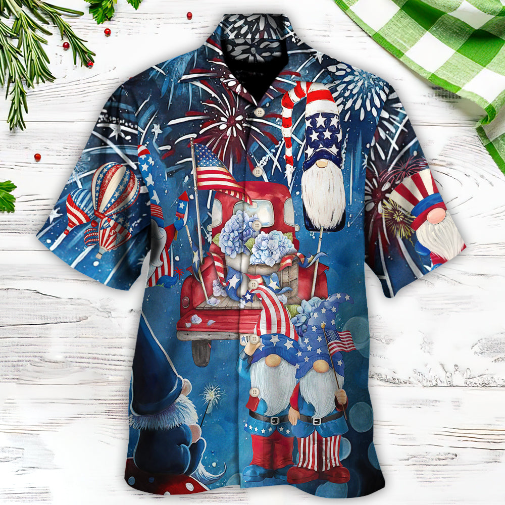 Independence Day Cute Three Trio Gnome 4th Of July - Hawaiian Shirt