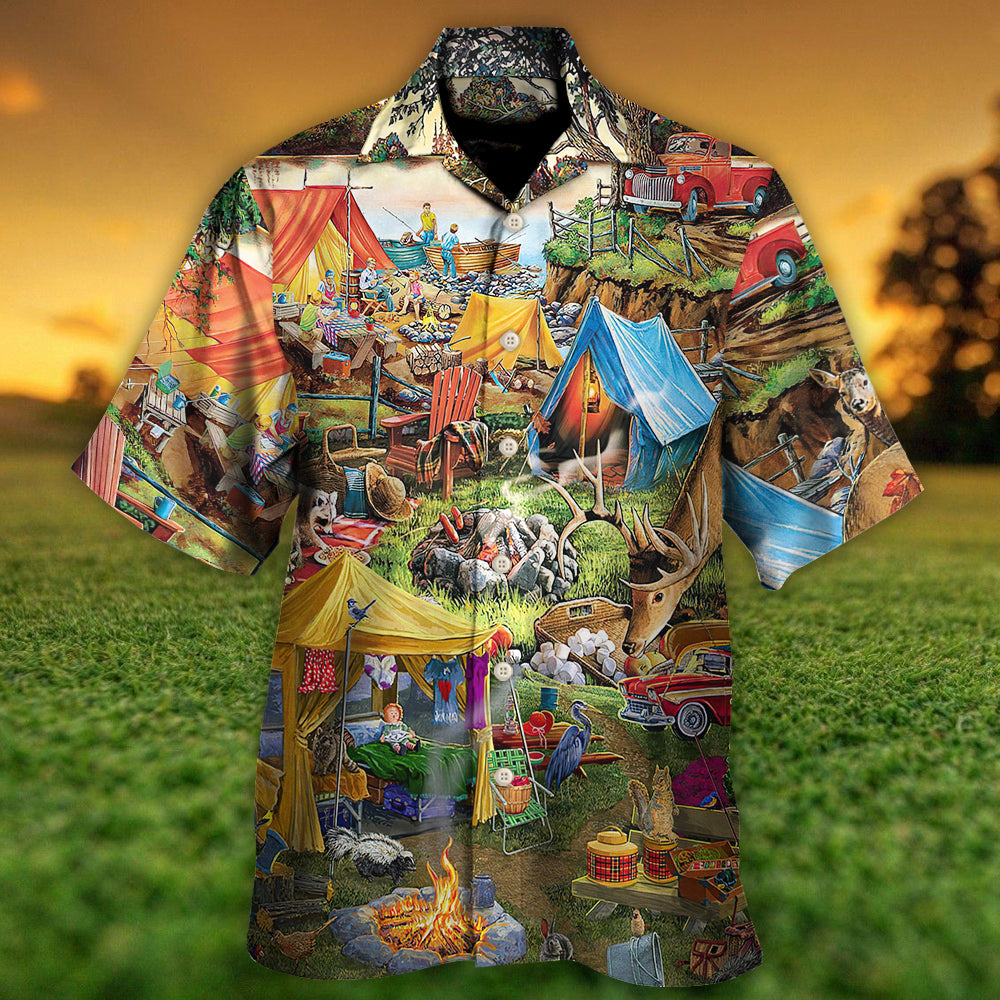 Camping Glamping Tent Family Picnic Happiness - Hawaiian Shirt
