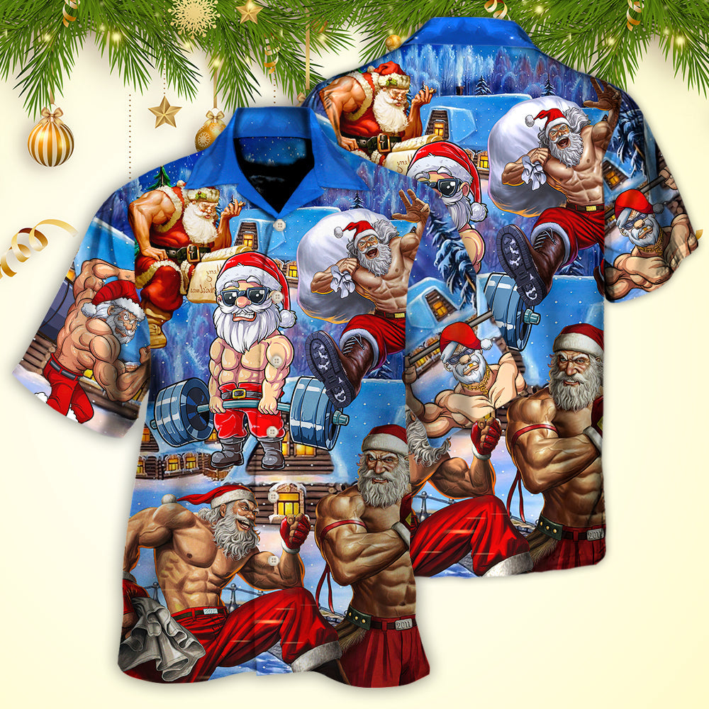 Christmas Santa Weightlifting Christmas Fitness Gym - Hawaiian Shirt - HAWS01NDN031122