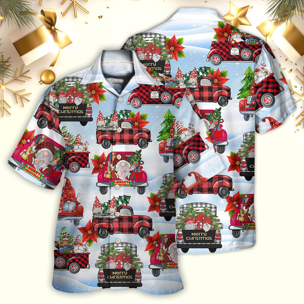 Gnome And Christmas Truck Merry Xmas - Hawaiian Shirt