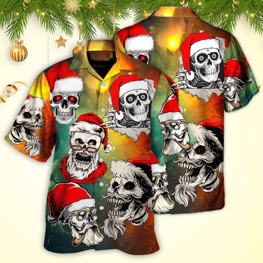 Christmas Bad Santa Skull Love Xmas Galaxy - Hawaiian Shirt