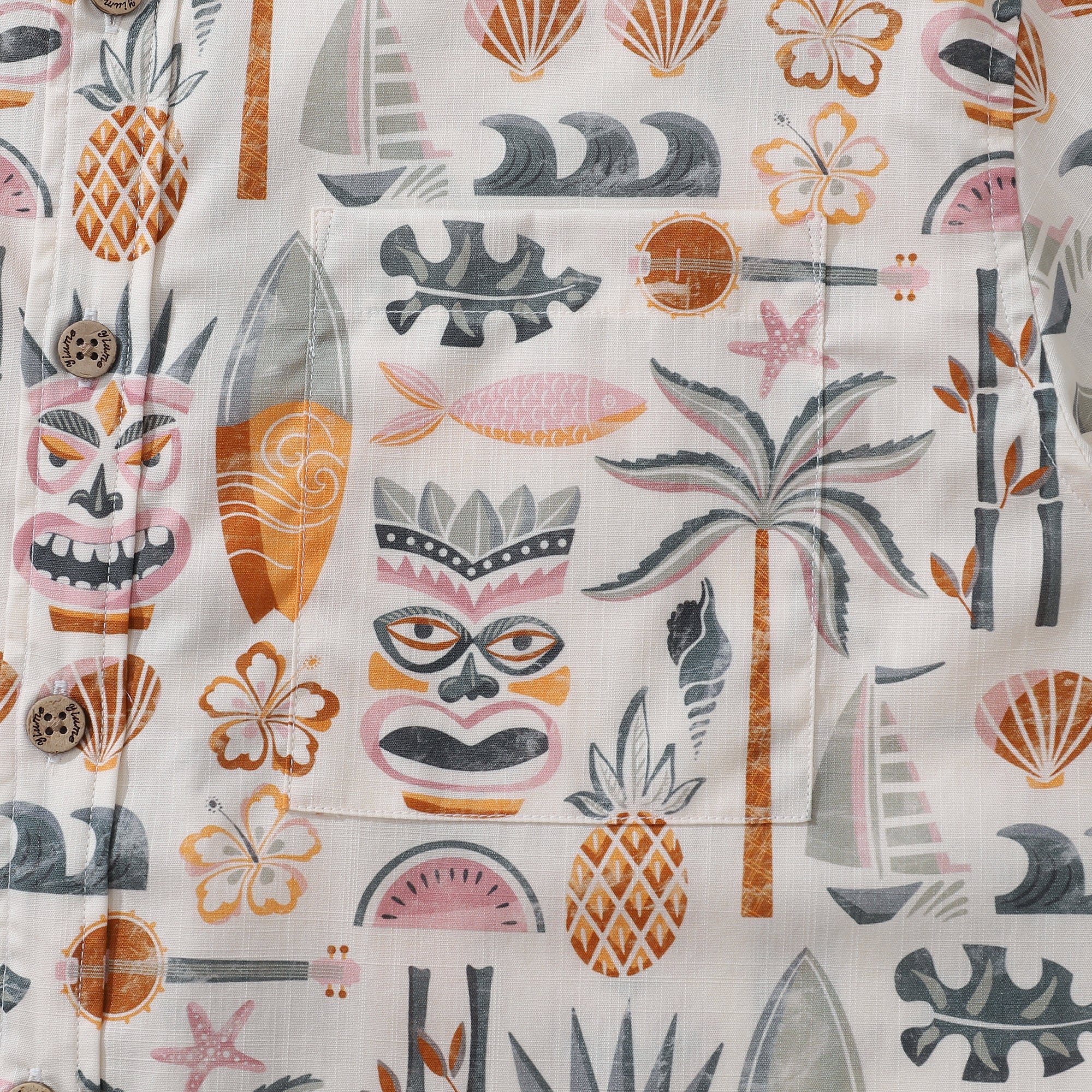Fashion Hawaiian Shirt For Men Tiki Beach By House of Haricot Button-down Shirt Short Sleeve 100% Cotton Shirt