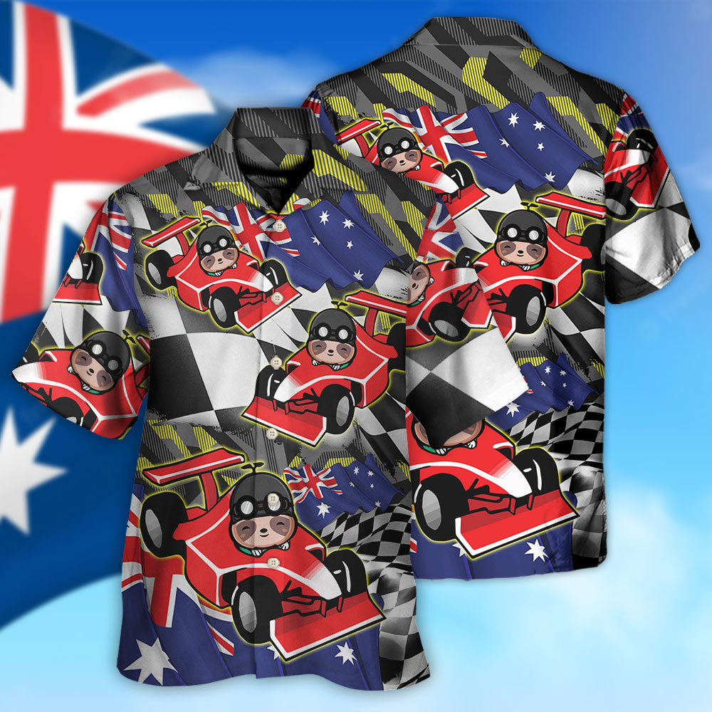 Sloth Racing Formula One Car Racing Australian Vibe - Hawaiian Shirt