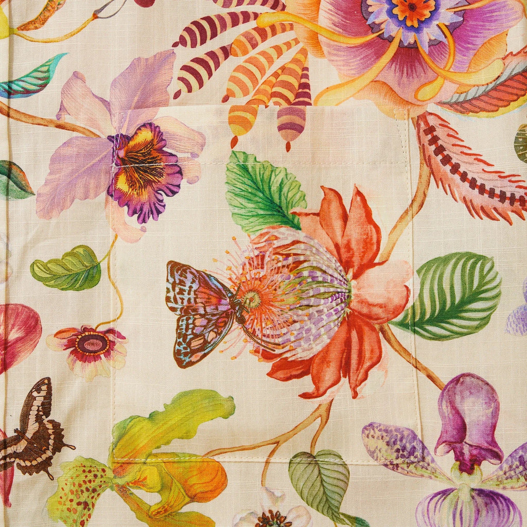 Chemise hawaïenne pour homme à manches courtes, boutonnée, 100 % coton beige Aloha Dreams Of An Exotic Garden par Huan huan