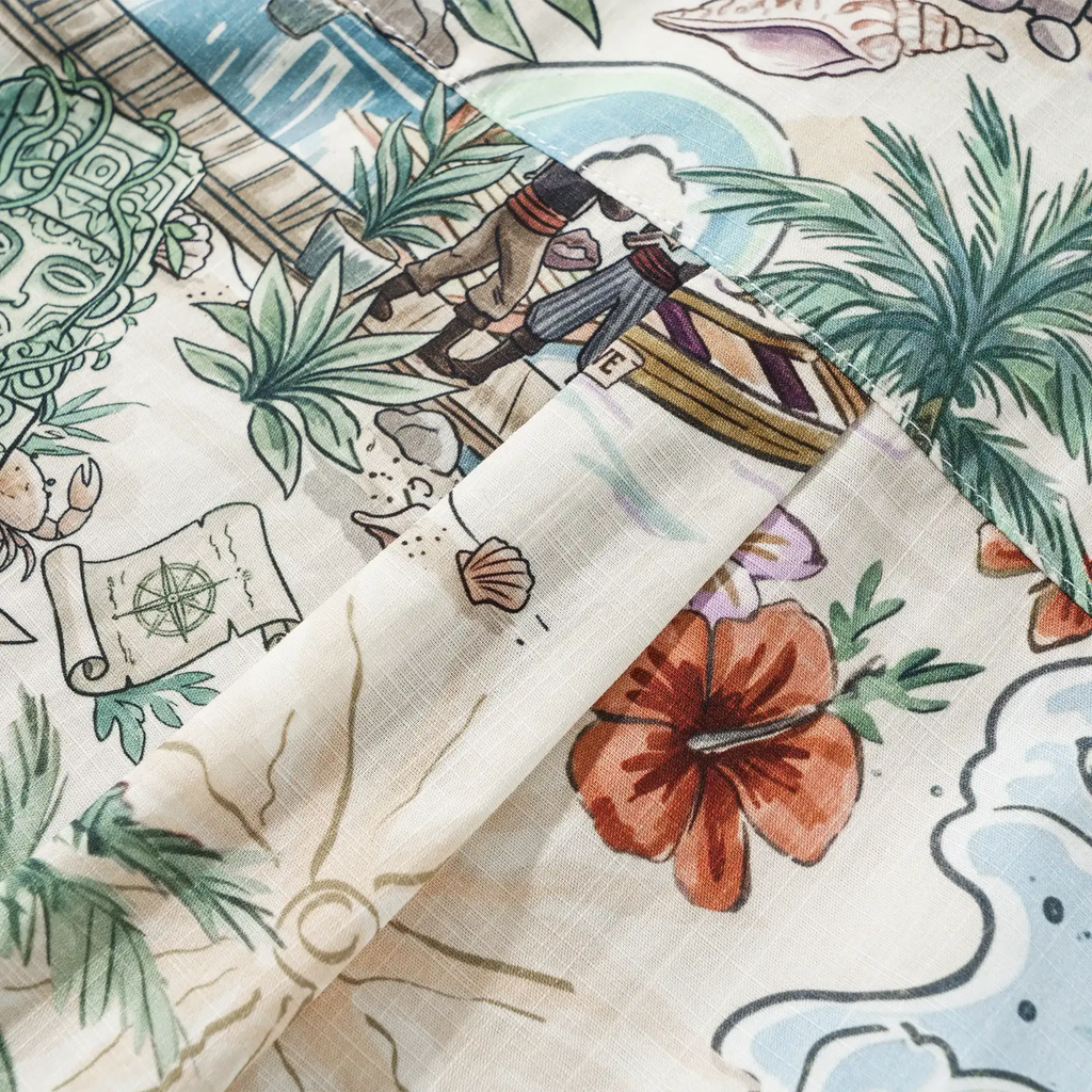 Men's Hawaiian Shirt Short Sleeve Button-down 100% Cotton Green Aloha Hidden Paradise By Huan huan
