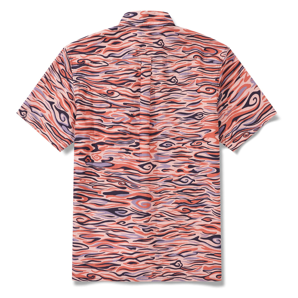 Men's Pink Hawaiian Shirt Short Sleeve Button-down 100% Cotton Aloha Celestial Harmony By Yakima