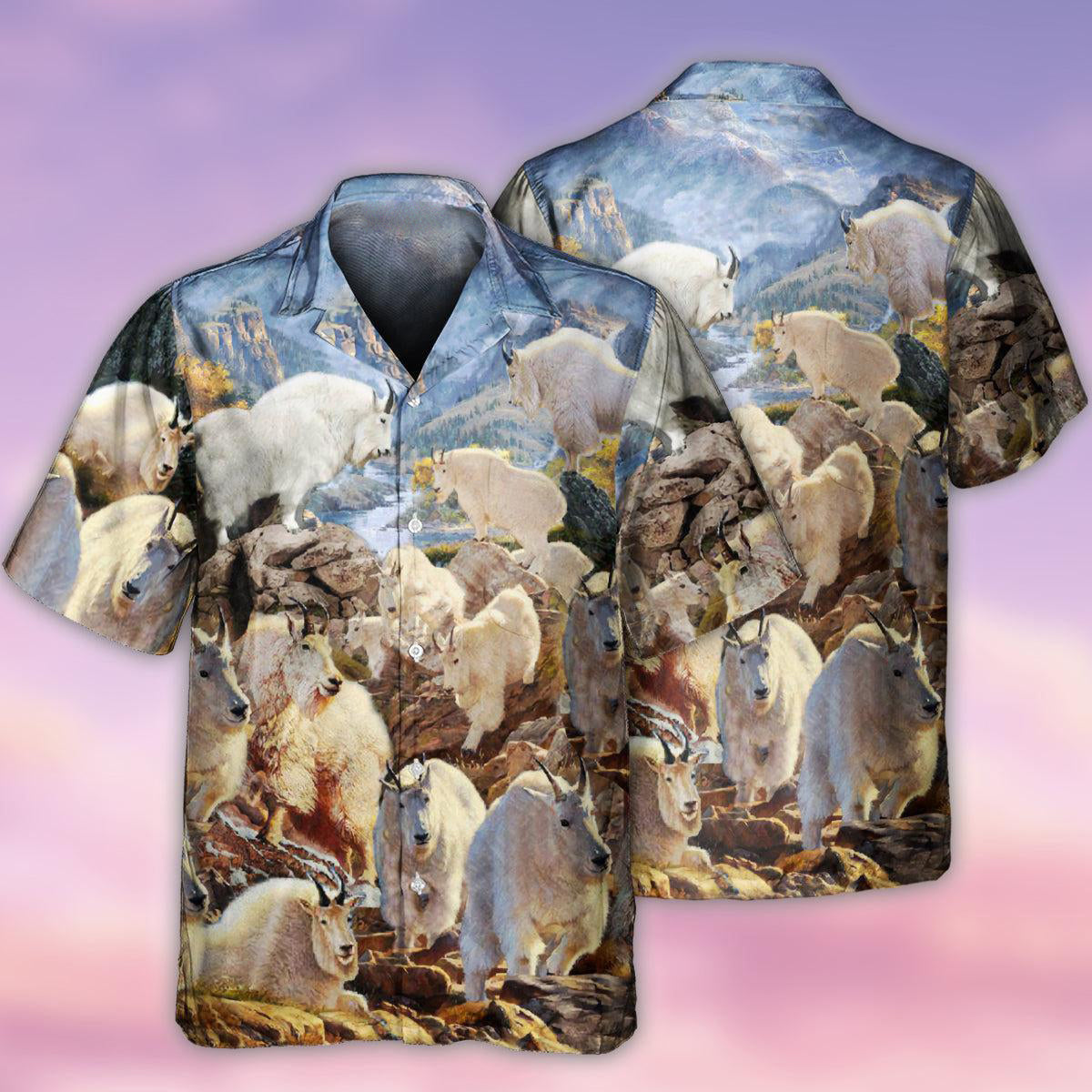 Goat Animals Amazing Moutain Goats With Snow - Hawaiian Shirt