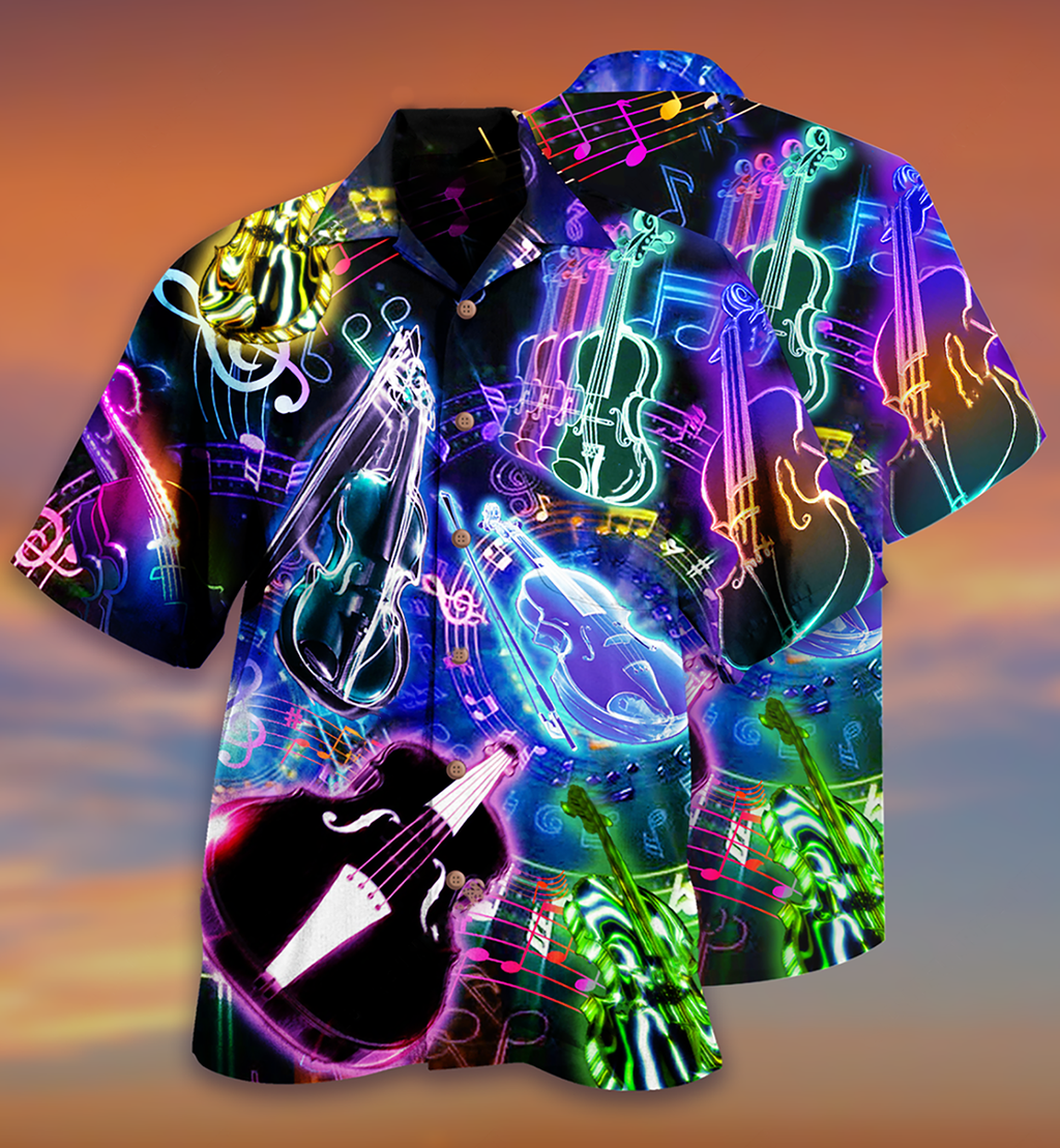 Violin Music Neon Style - Hawaiian Shirt