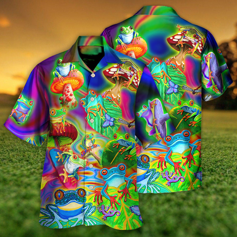 Frog Colorful Tropical Enjoying A Day Of Fun - Hawaiian Shirt