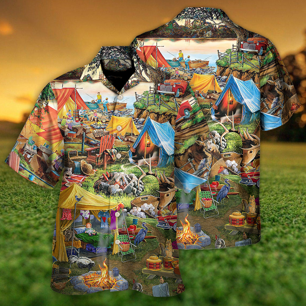 Camping Glamping Tent Family Picnic Happiness - Hawaiian Shirt
