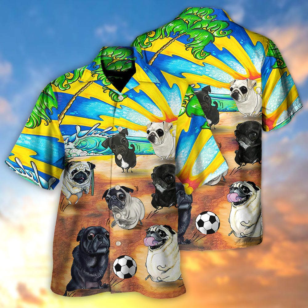 Soccer Beach Sports Pug Dog Beach - Hawaiian Shirt
