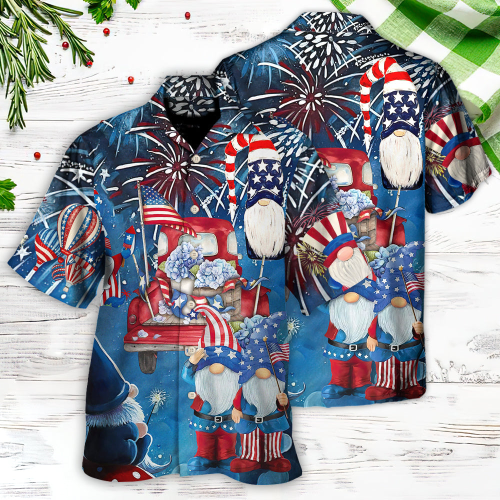 Independence Day Cute Three Trio Gnome 4th Of July - Hawaiian Shirt