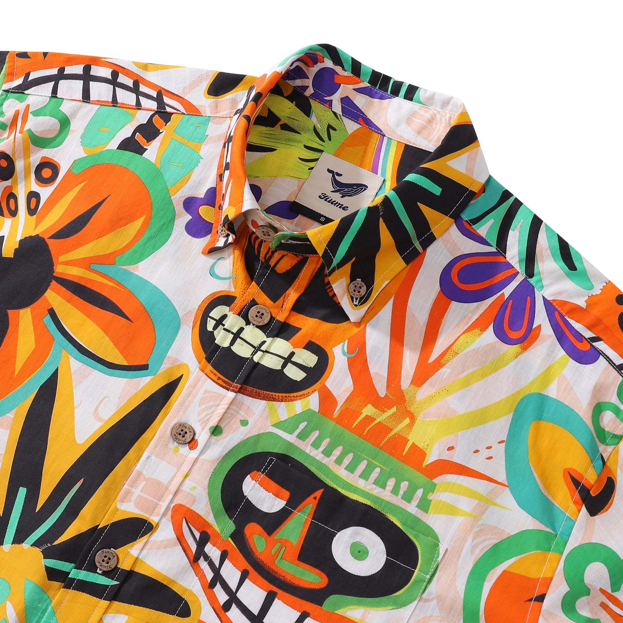 Hawaiian Shirt For Men Tropical Tiki Button-down Shirt Short Sleeve 100% Cotton Shirt Tropical Tiki Charm By Mo