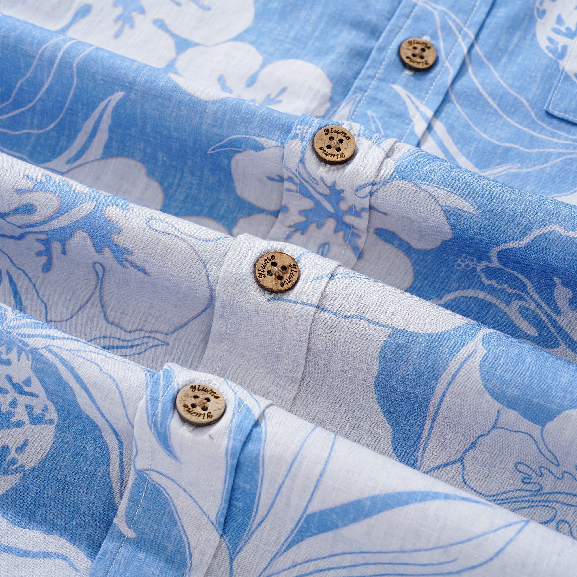 Men's Hawaiian Shirt Short Sleeve Button-down 100% Cotton Blue Aloha Pineapple and Hibiscus Hawaiian Shirt By Cigar