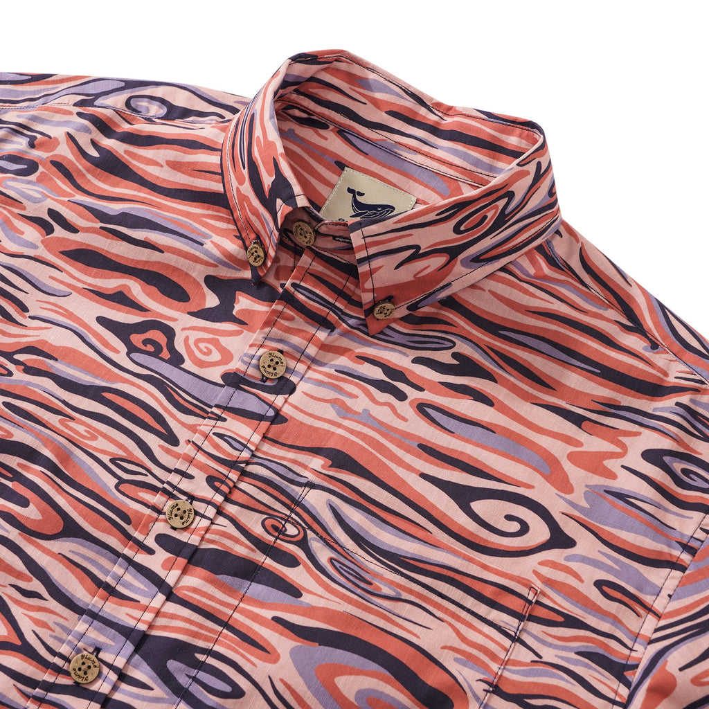 Men's Pink Hawaiian Shirt Short Sleeve Button-down 100% Cotton Aloha Celestial Harmony By Yakima